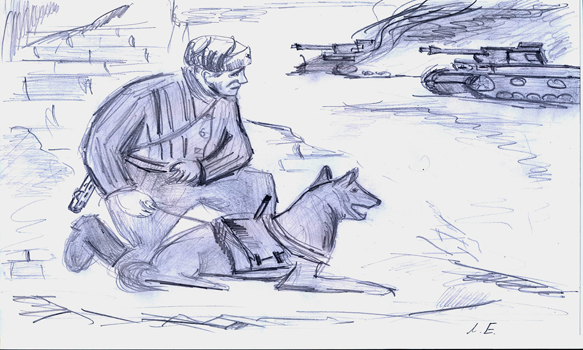 Животные в великой отечественной войне рисунок. Фронтовая собака рисунок. Собаки ВОВ рисунок. Собака на войне рисунок. Собаки на войне рисунки детей.
